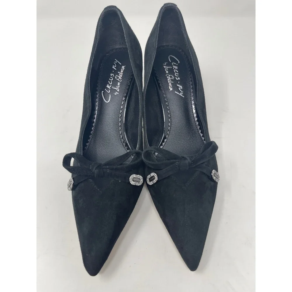 Circus‎ by Sam Edelman Kitten Heels Womens 6.5 Black Excellent Rhinestone Bow